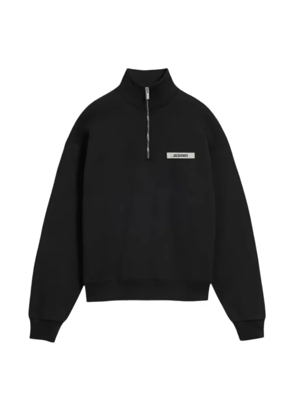 Jacquemus Gros-Grain ハーフジップ スウェットシャツ | ブラック