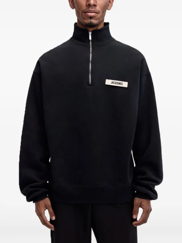 Jacquemus Gros-Grain half-zip Sweatshirt | Black | FARFETCH