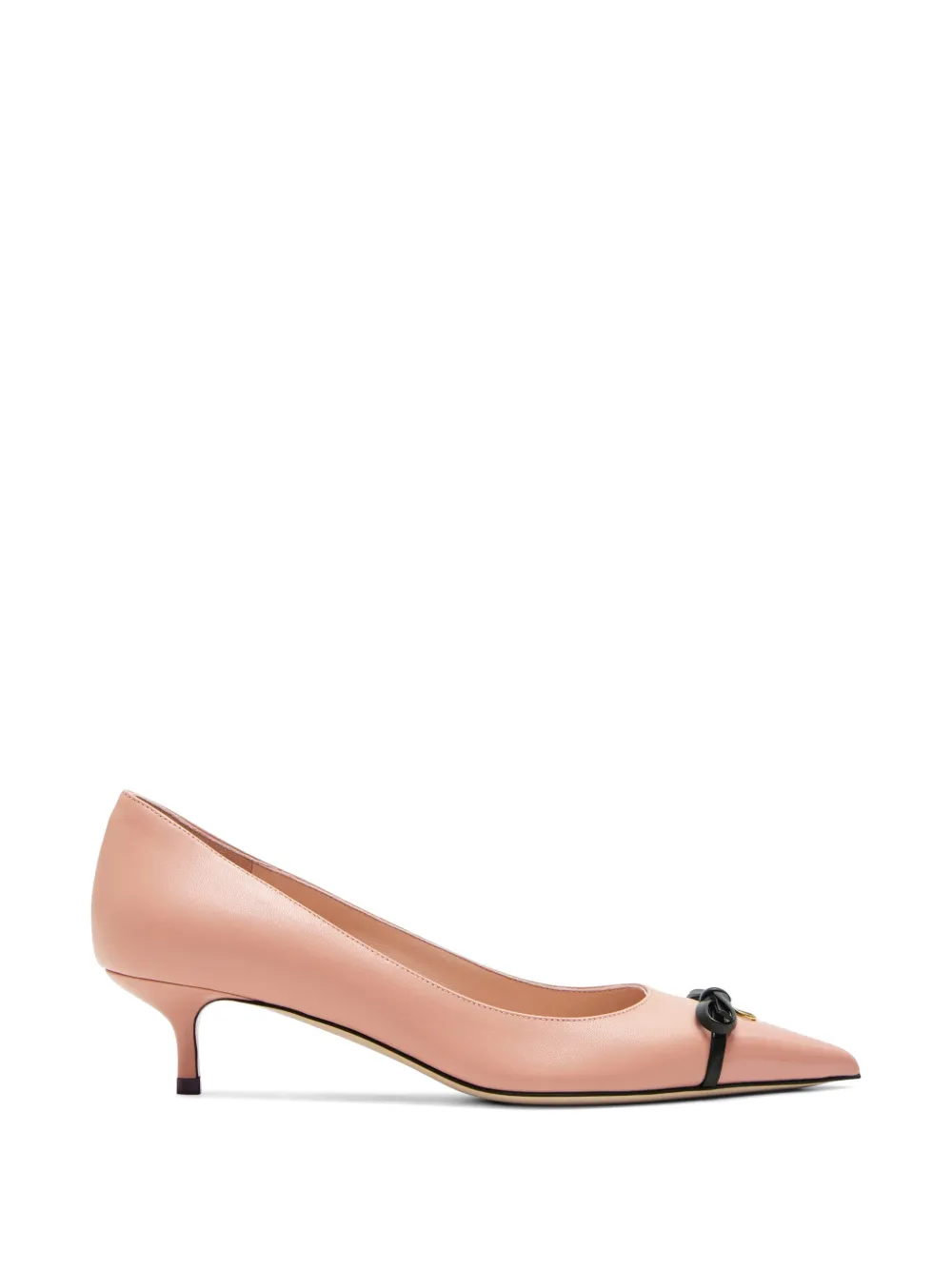 Valentino Garavani pointy bow leather pumps Beige
