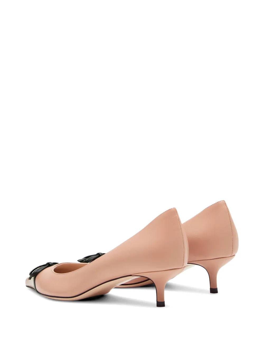 Valentino Garavani pointy bow leather pumps Beige