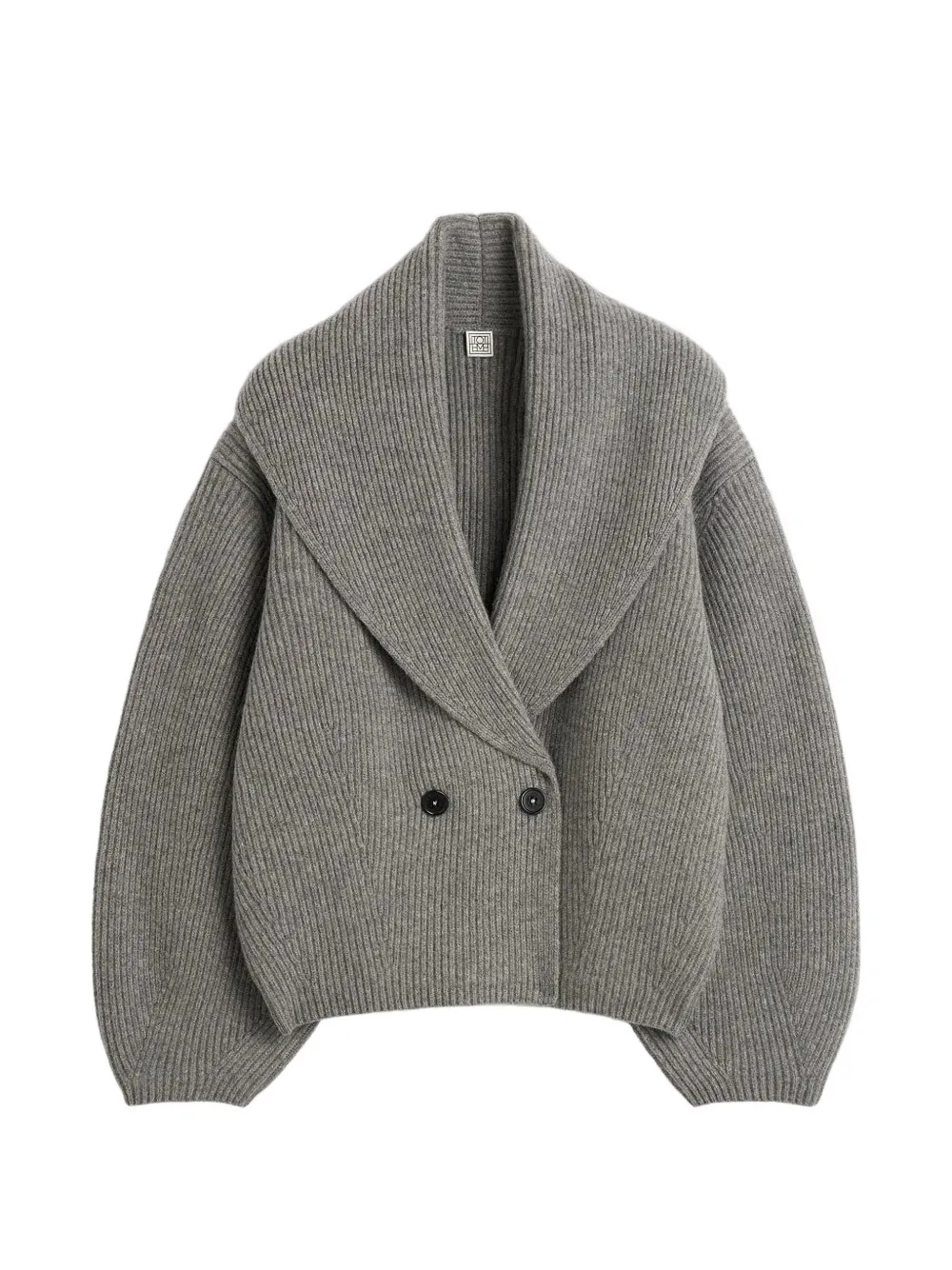Totême Shawl Collar Button Cardigan In Gray