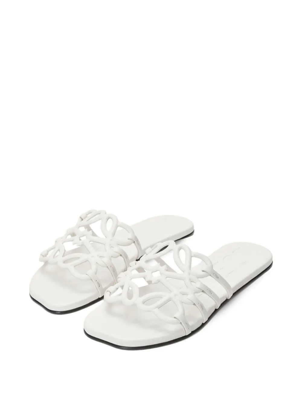 LOEWE Platte leren sandalen Wit