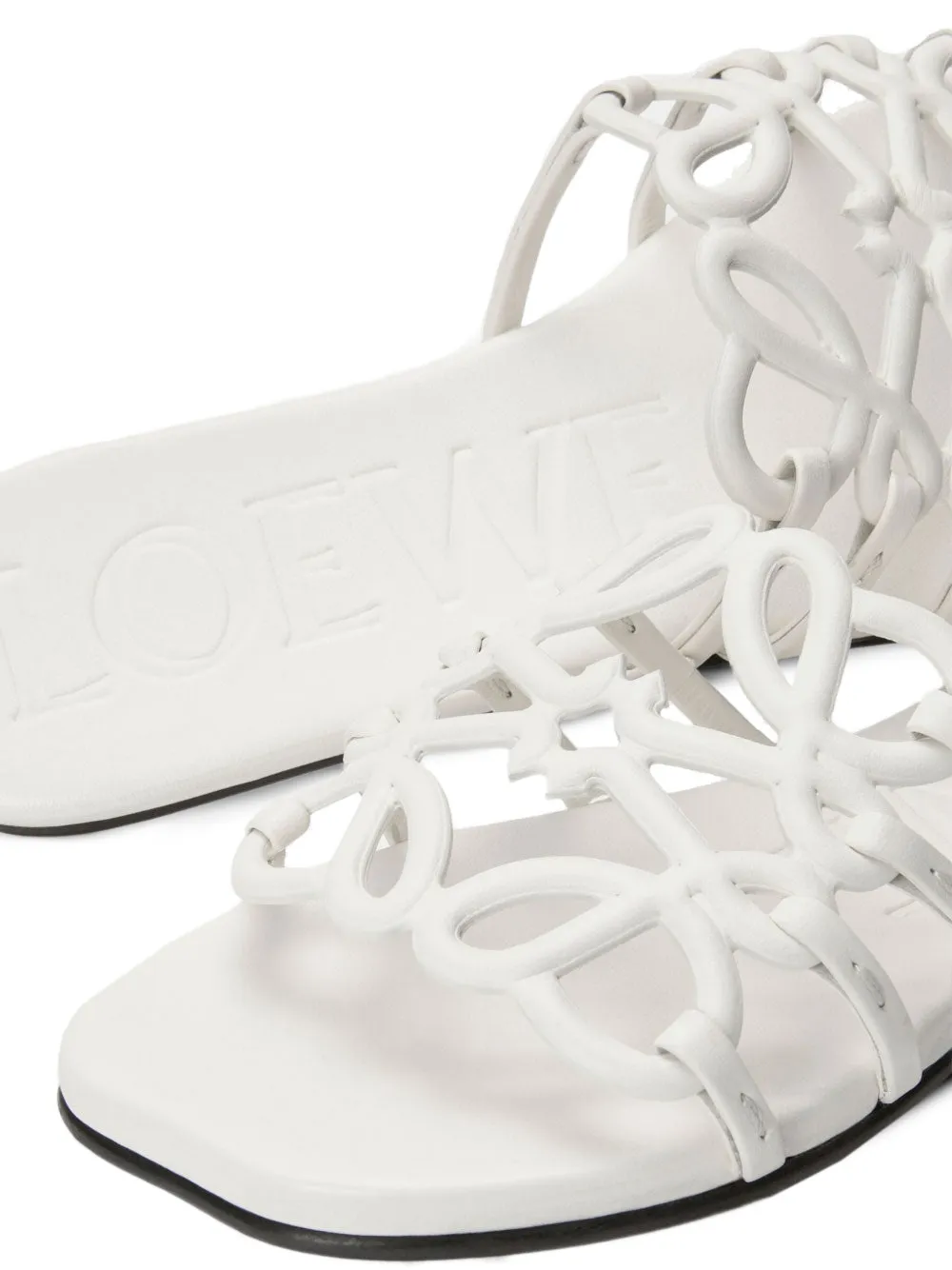 LOEWE Platte leren sandalen Wit