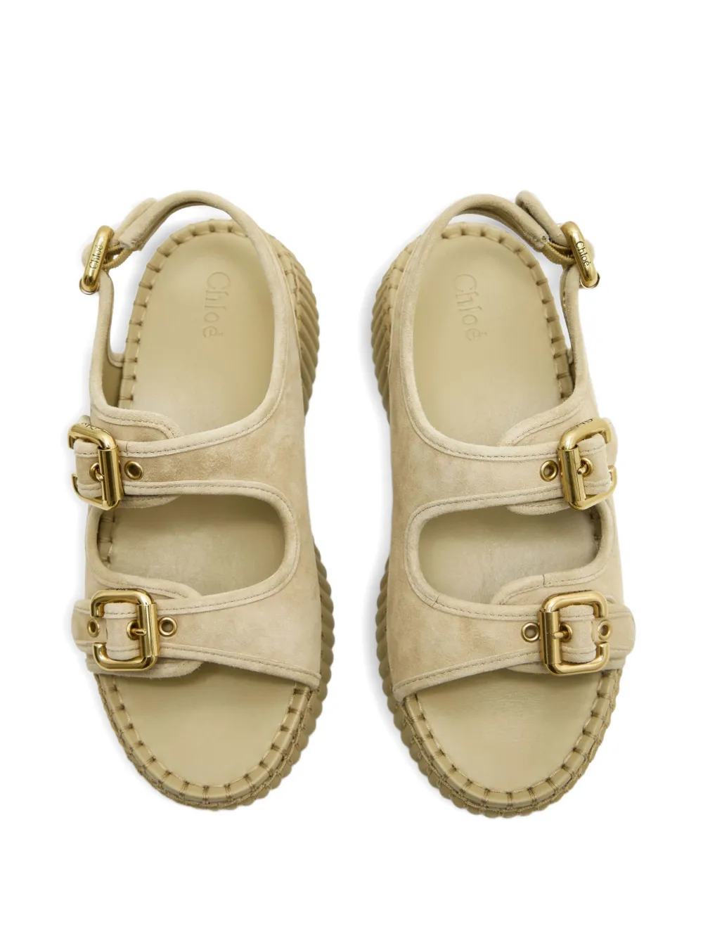 Chloé buckle leather sandals Beige