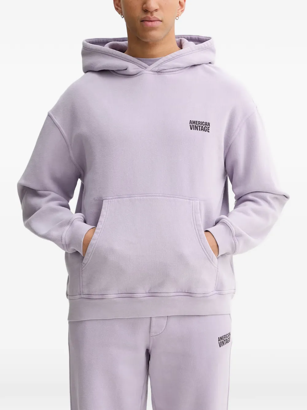 American Vintage Plizzy logo-print hoodie - Viola