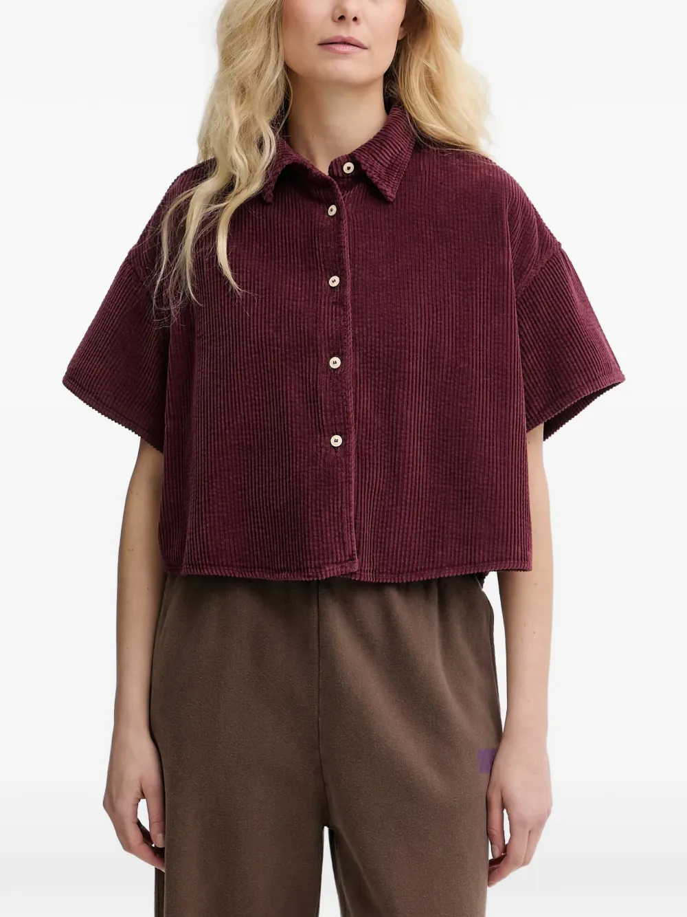 American Vintage Padow corduroy cropped shirt - Viola