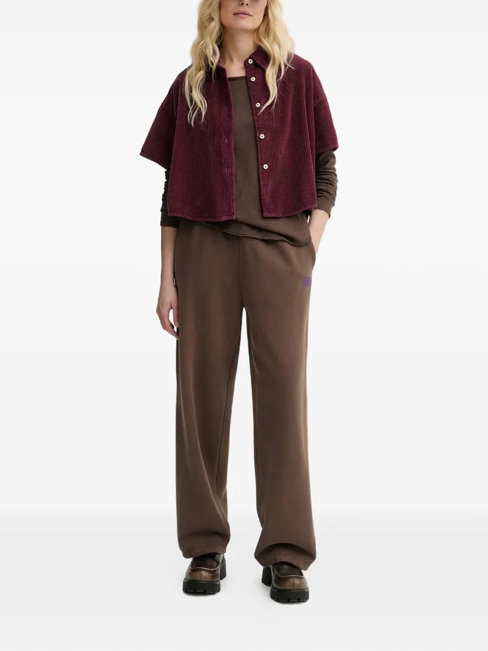 American Vintage Padow ribfluwelen cropped blouse Paars