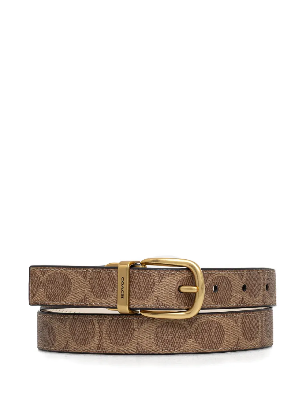 Coach patterned reversible belt - Marrone