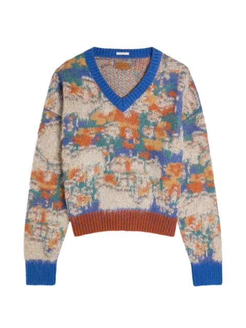 MOTHER свитер The Crop Varsity с цветочным принтом