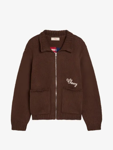 Cherry LA one-star zipped cardigan