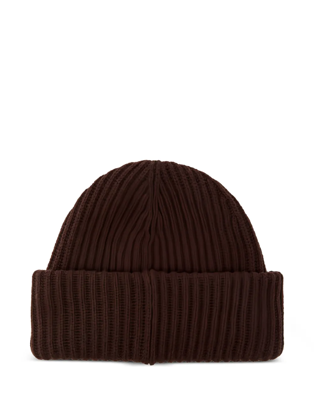  Ganni Ribbed Patch Beanie Hat - Brown 