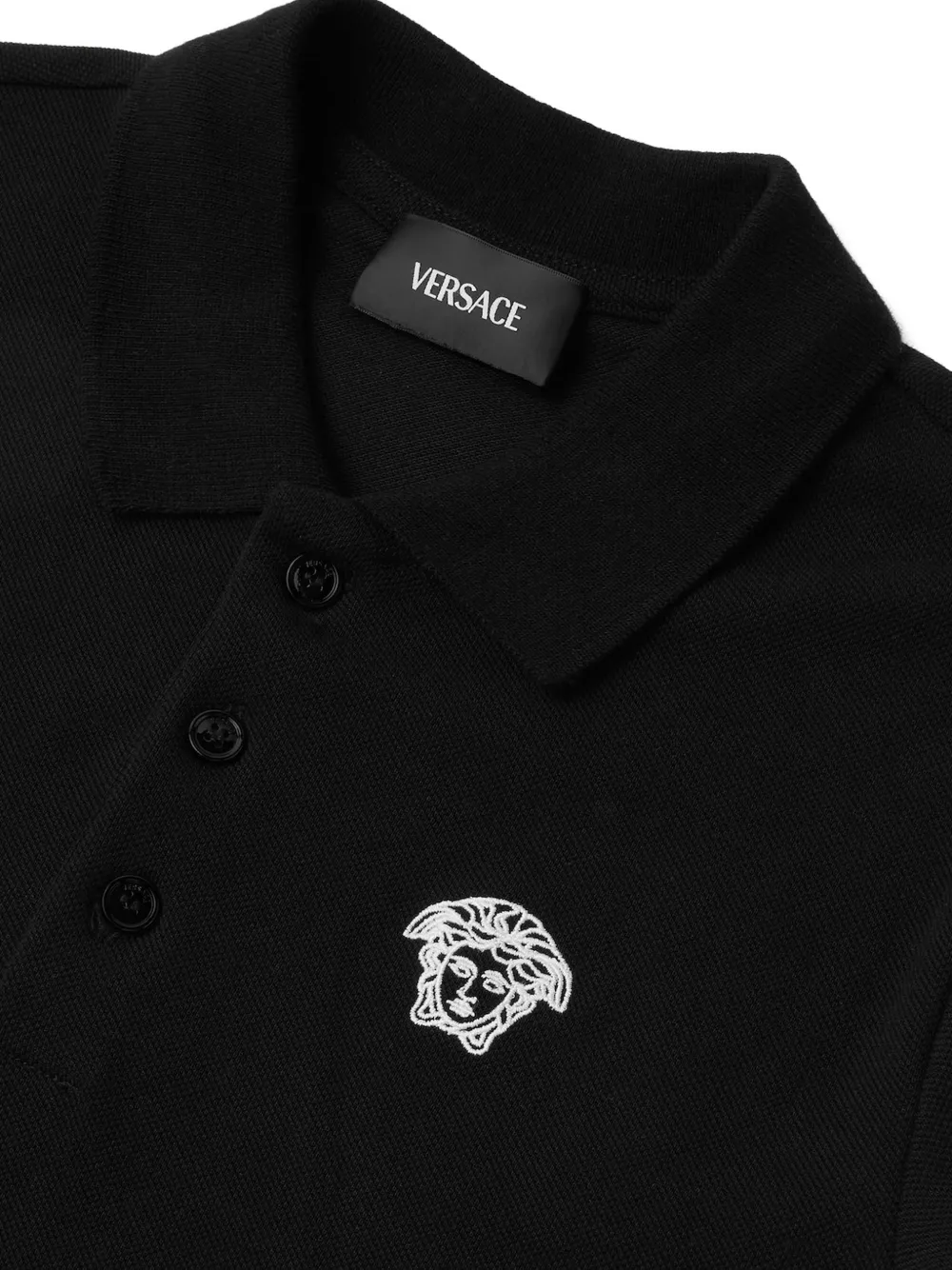  Versace Kids Embroidered Polo Shirt - Black 