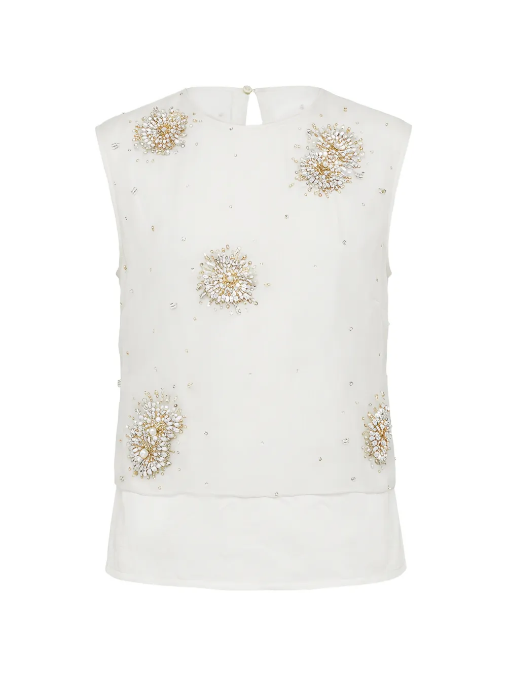Wales Bonner floral beaded sequined top - Bianco