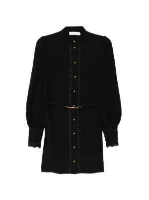 Self-Portrait Knitted contrast-collar Mini Dress | Black | FARFETCH