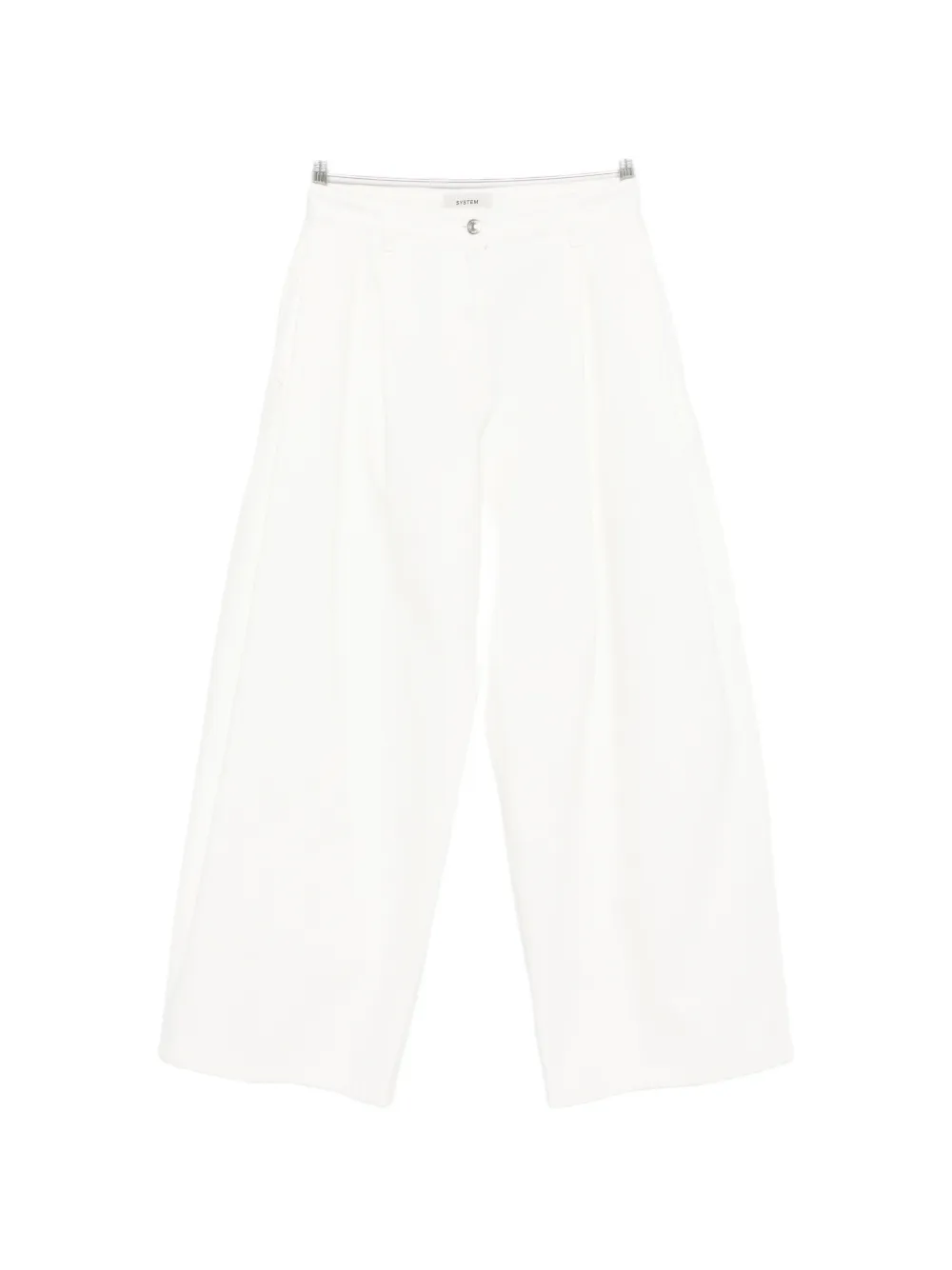 System button-fastening pleated jeans - Bianco