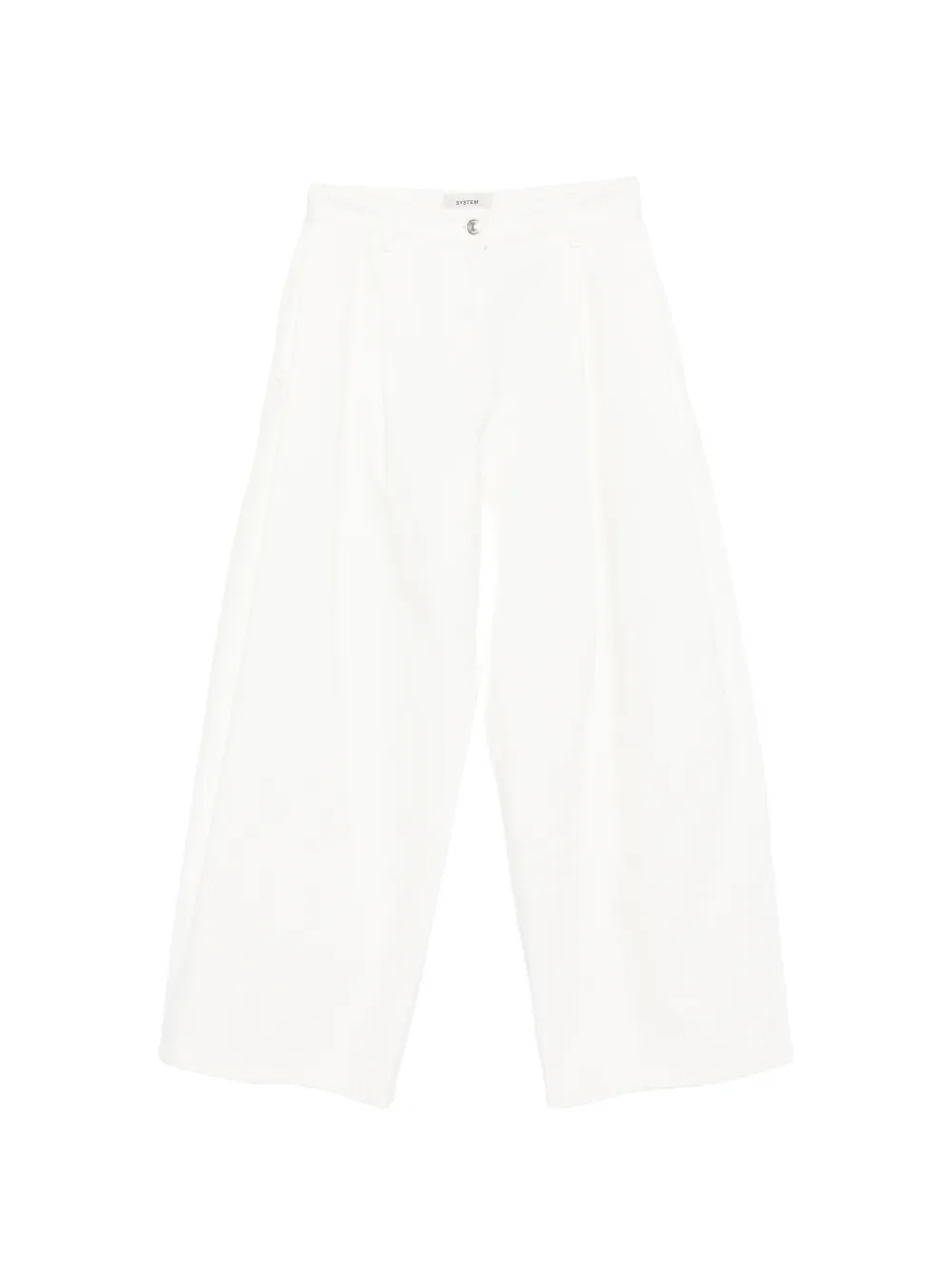 System button-fastening pleated jeans - Bianco
