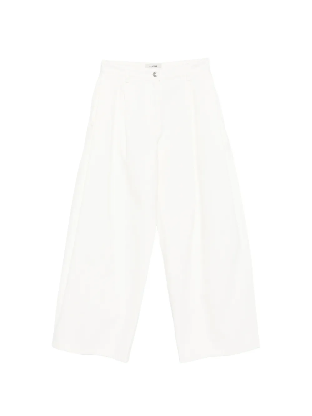 System button-fastening pleated jeans - Bianco
