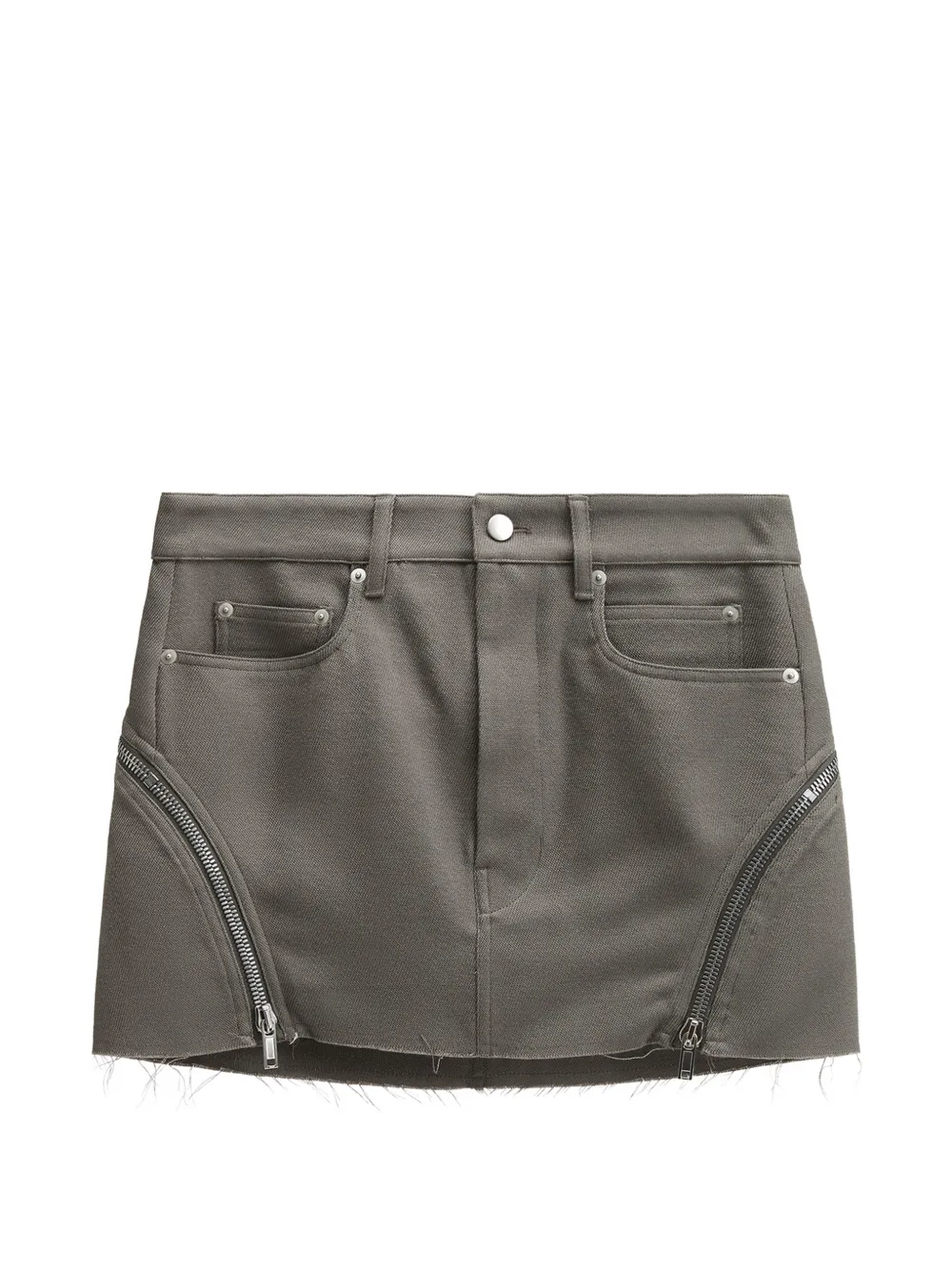 Rick Owens zip-detail frayed mini skirt - Grigio