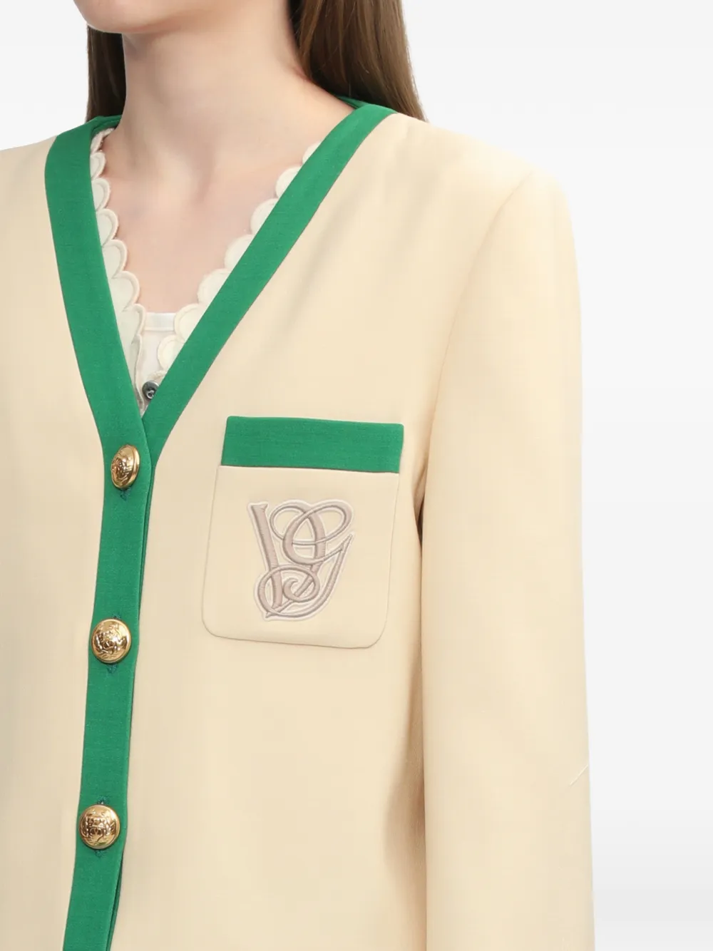 Valentino Garavani Jack met borduurwerk en V-hals Beige