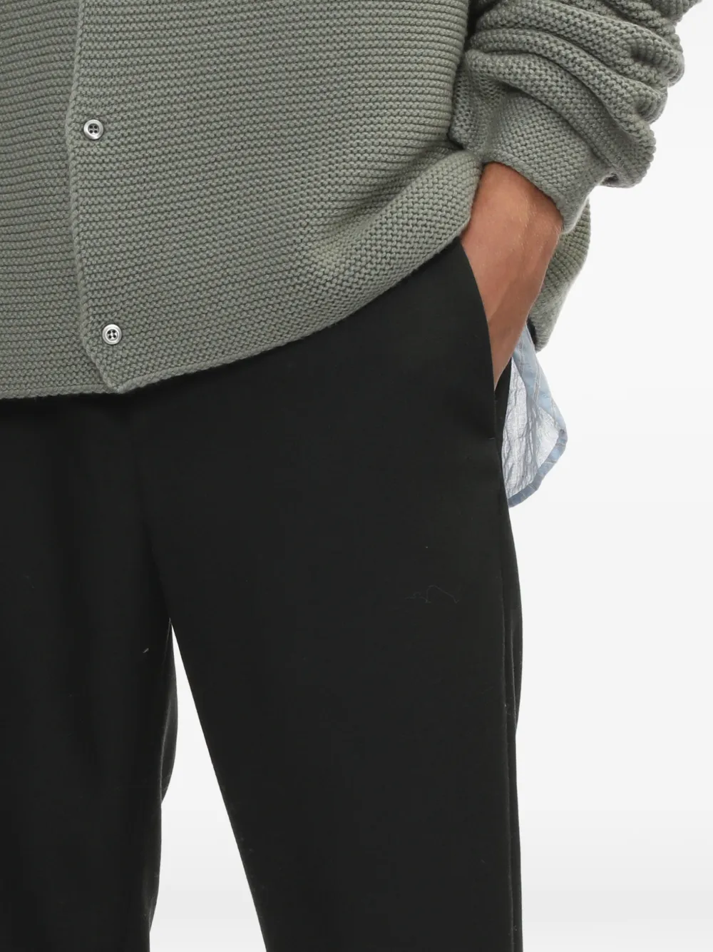 Rier Tourbe Rustic getailleerde broek van scheerwol Zwart