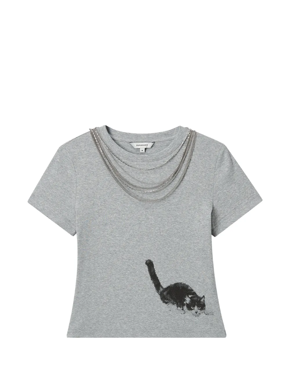 Markgong Chain-detail Graphic-print T-shirt In Silver