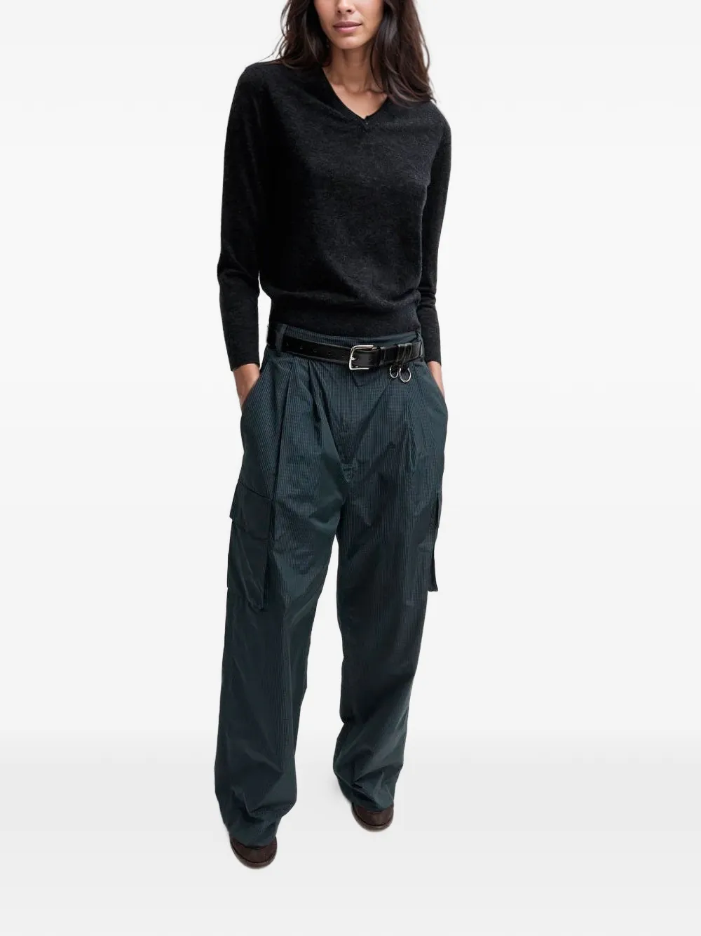  Tibi Jersey Con Cuello En V - Gris 
