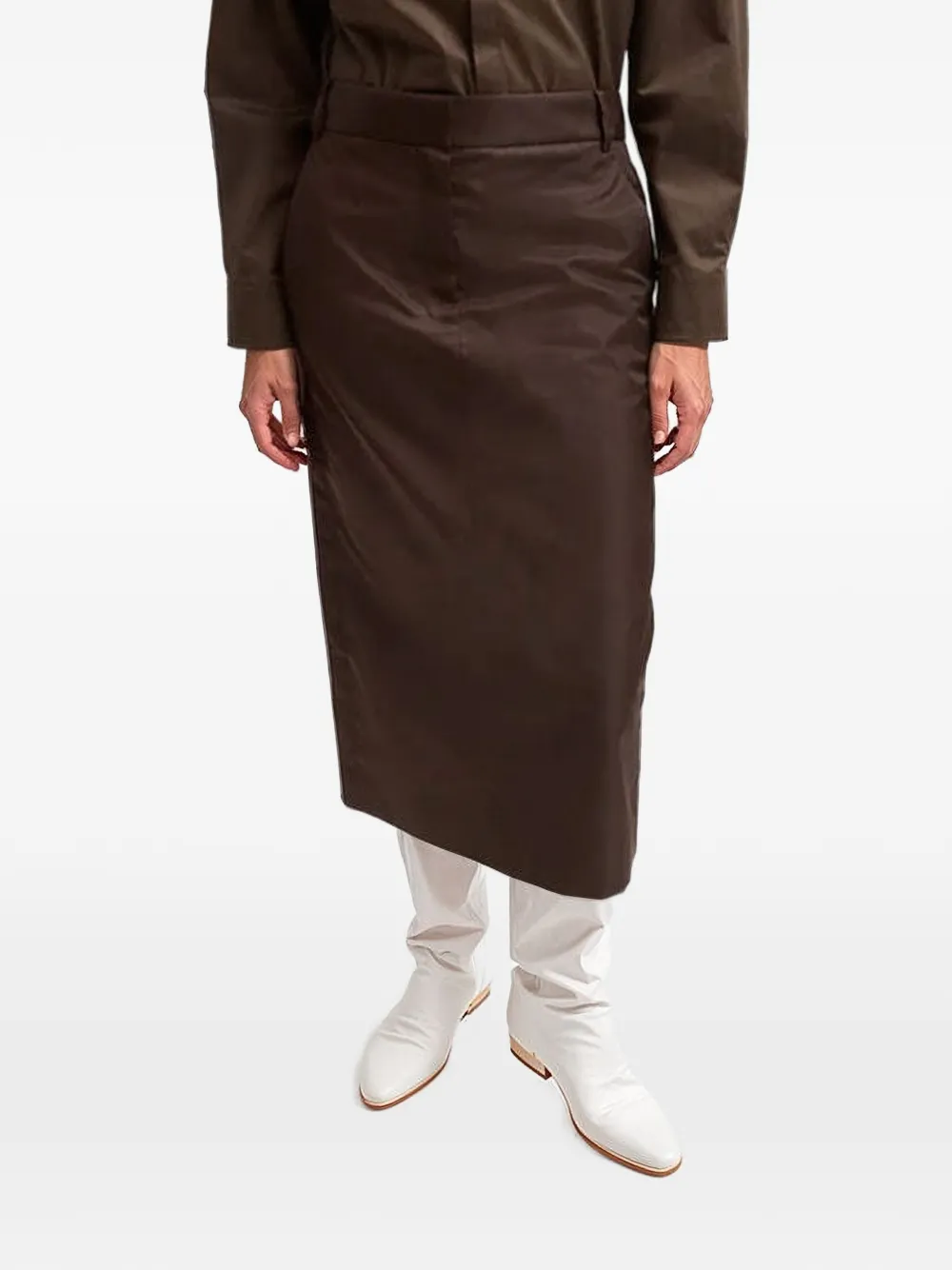 Tibi belt-loop midi skirt - Marrone