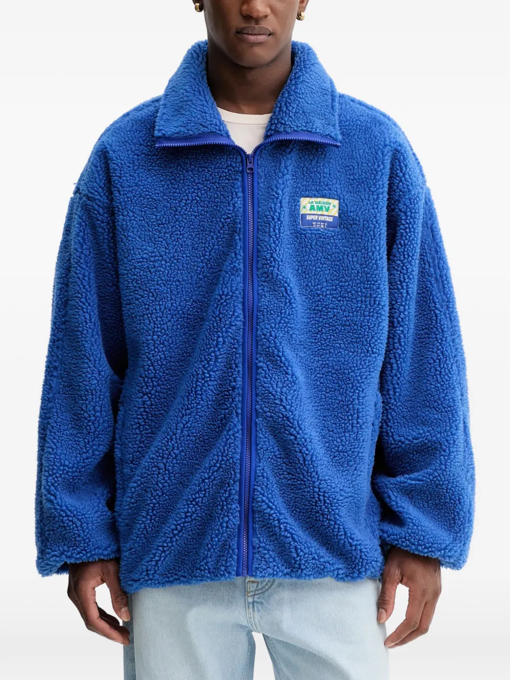 American Vintage zip logo fleece jacket - Blau