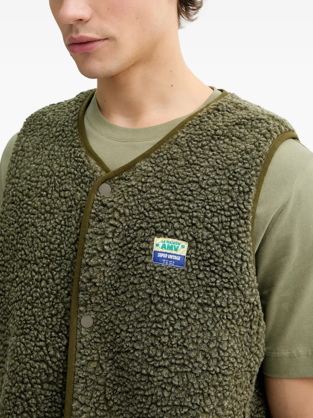 American Vintage Gilet met knopen en patch Groen