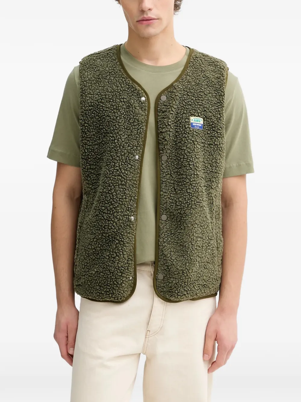 American Vintage buttoned patch gilet - Grün