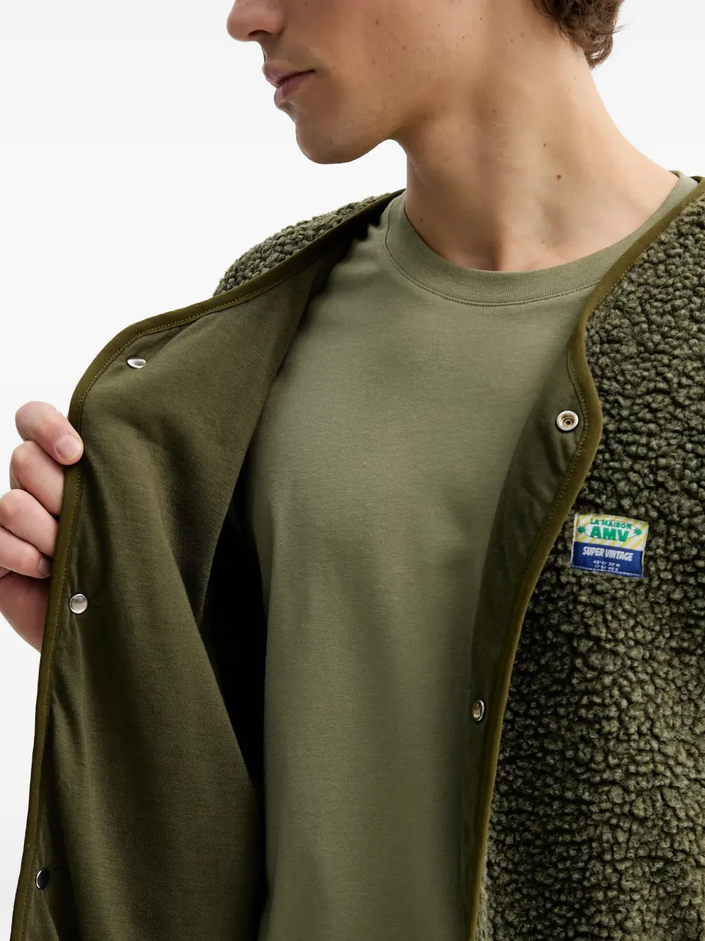 American Vintage Gilet met knopen en patch Groen