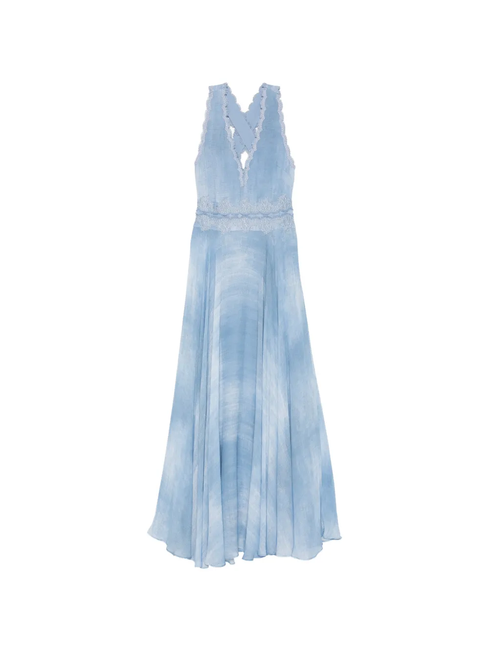 ERMANNO FIRENZE lace-trim V-neck maxi dress - Blu