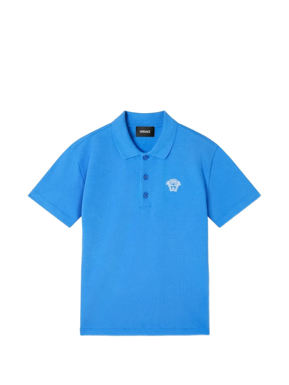 Versace Kids logo-embroidered polo shirt - Blu