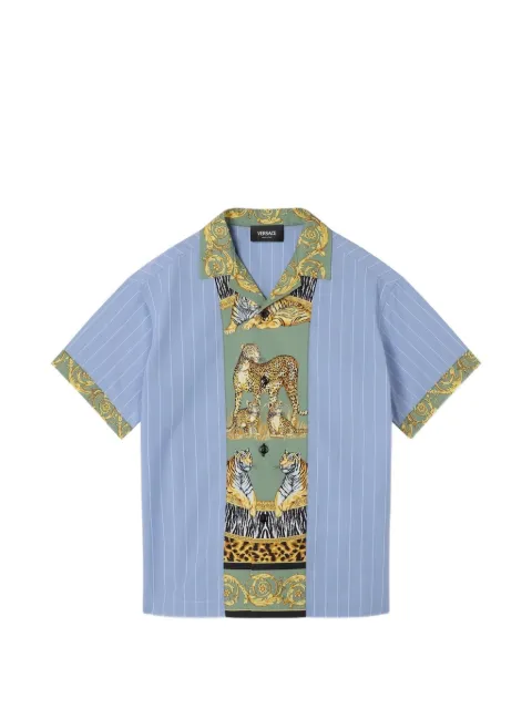Versace Kids stripe animal-print shirt