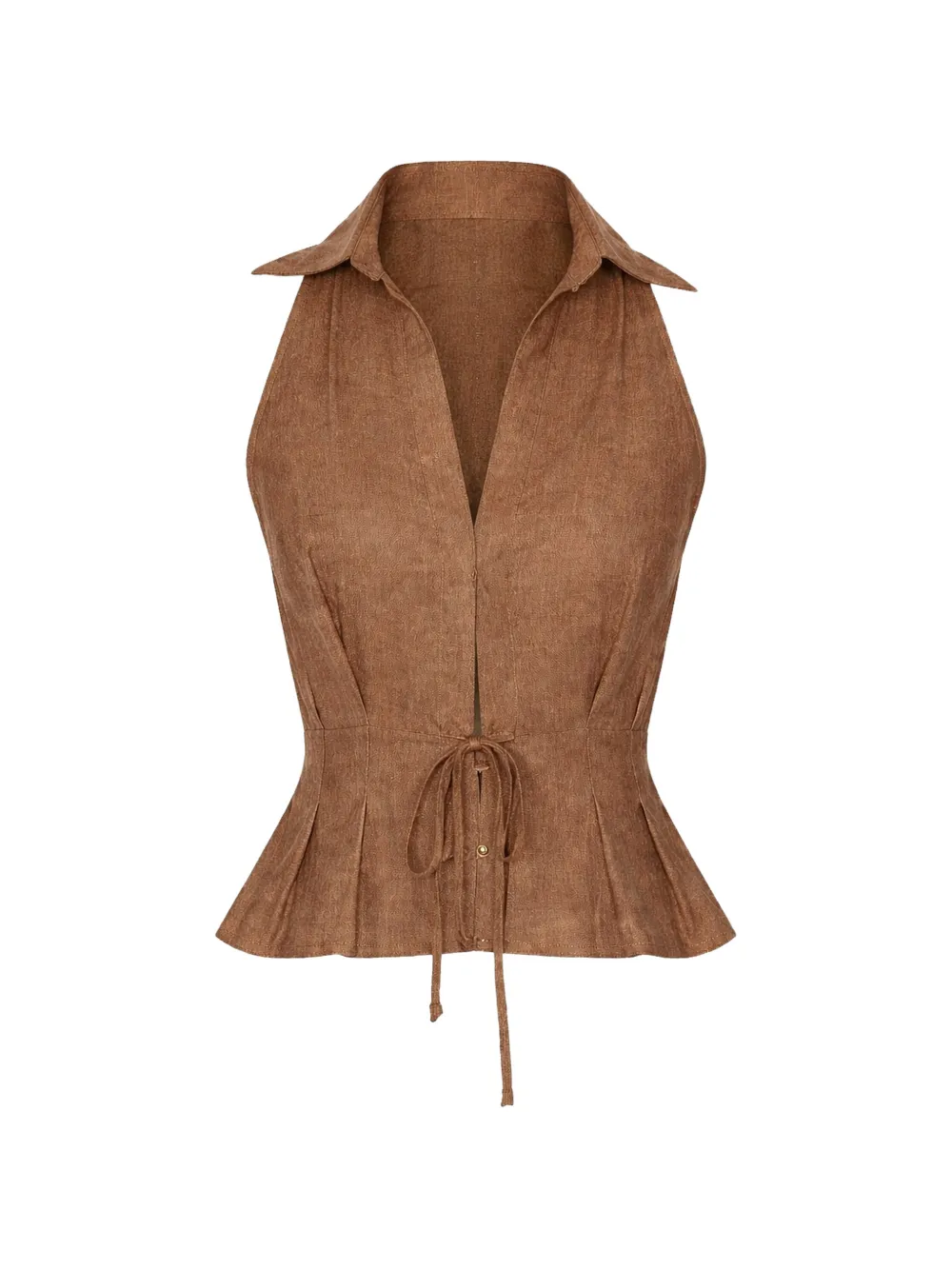 Hevron Sloan Collared Vest In Brown