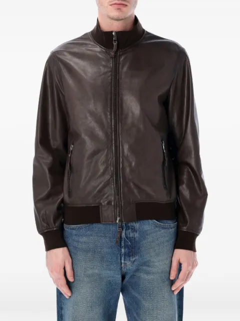 Sword zip-fastening leather jacket