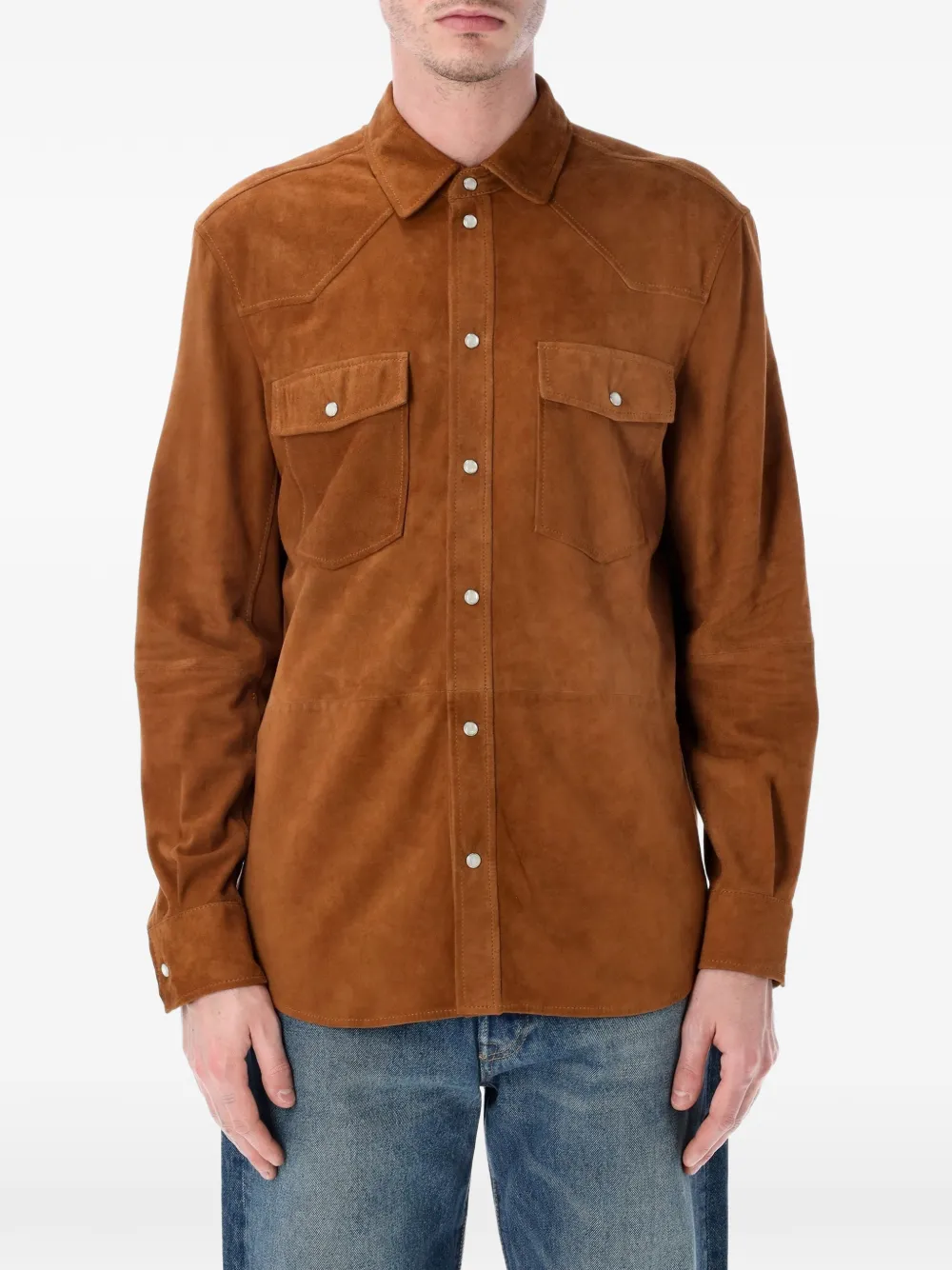 Sword buttoned pocket shirt jacket - Marrone