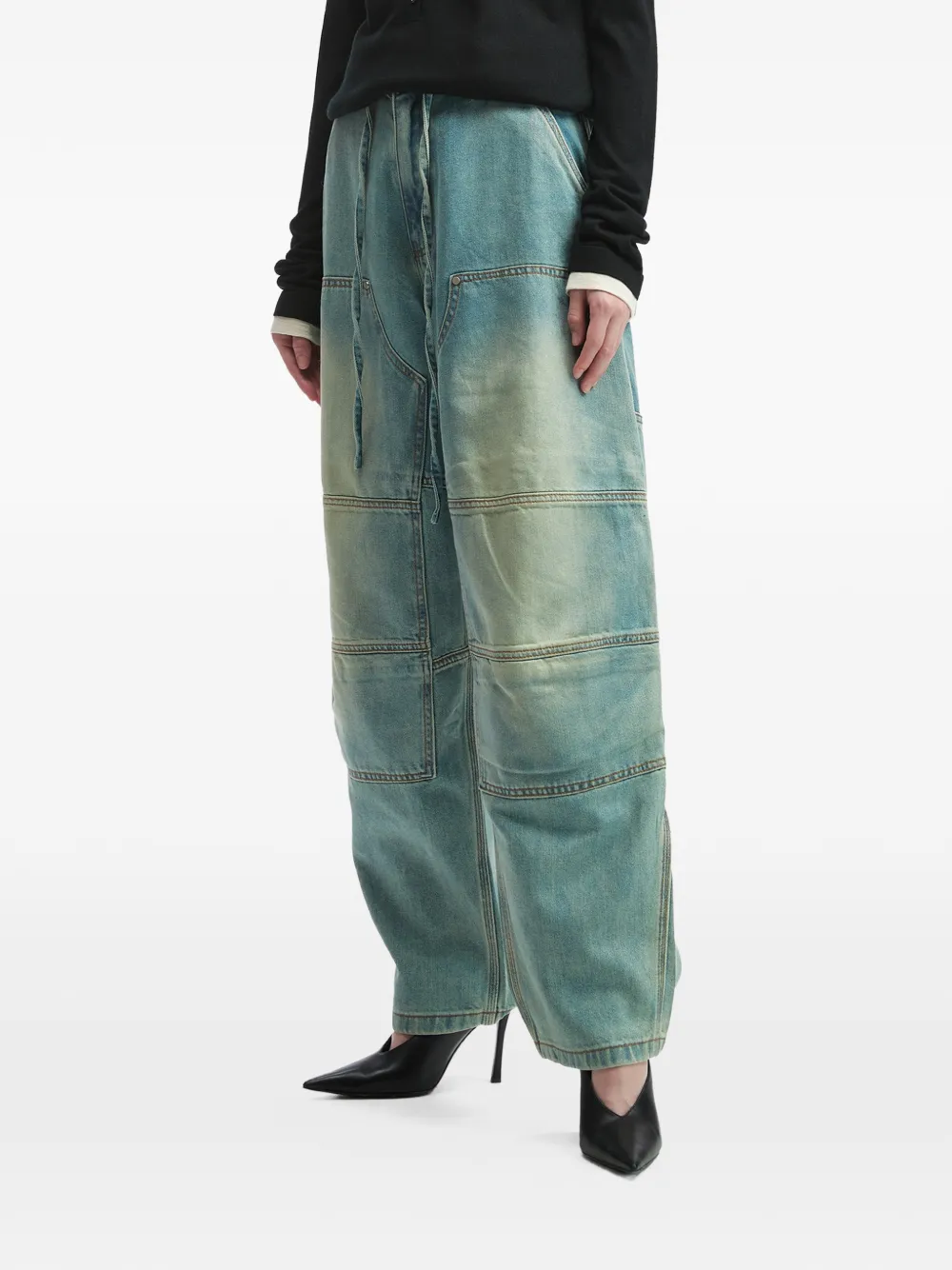  Markgong Panelled Wide-leg Jeans - Blue 