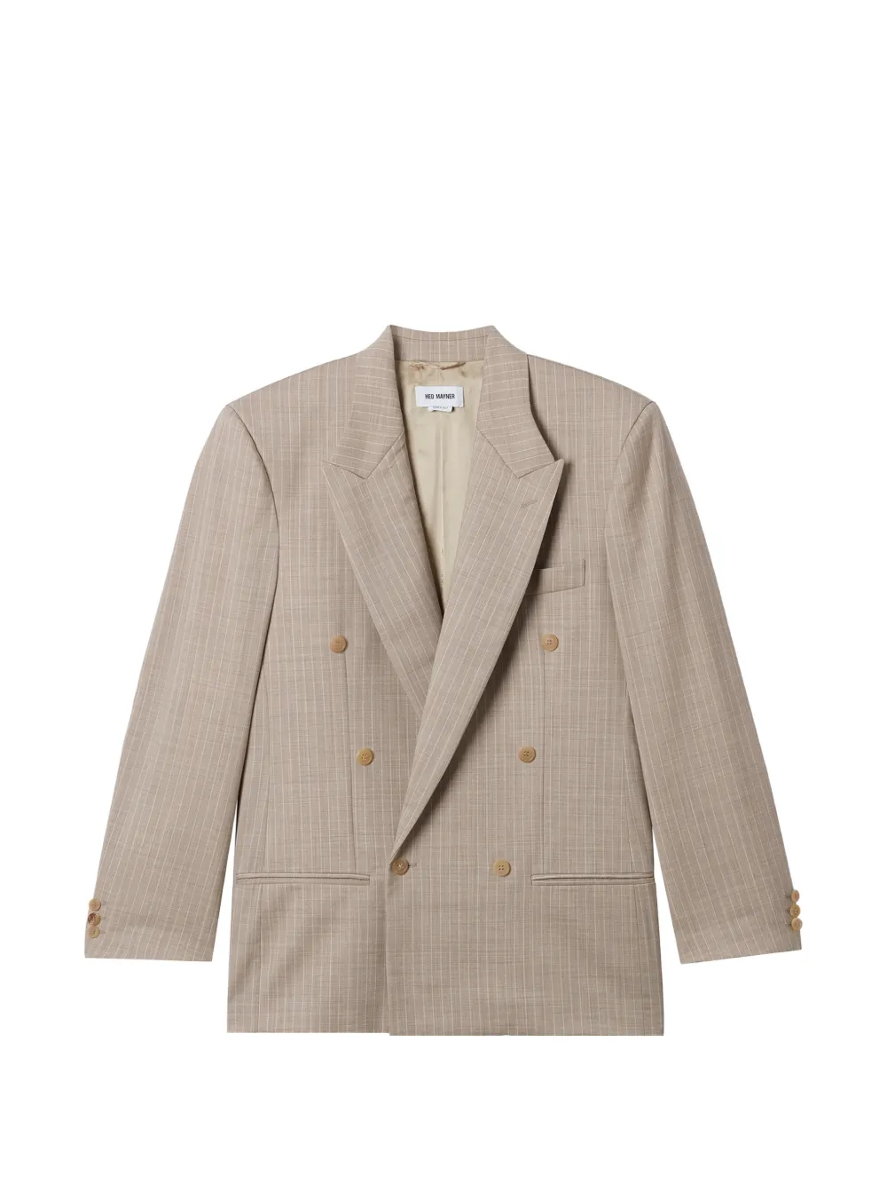 Hed Mayner Double-breasted Pinstripe Blazer In Neutral