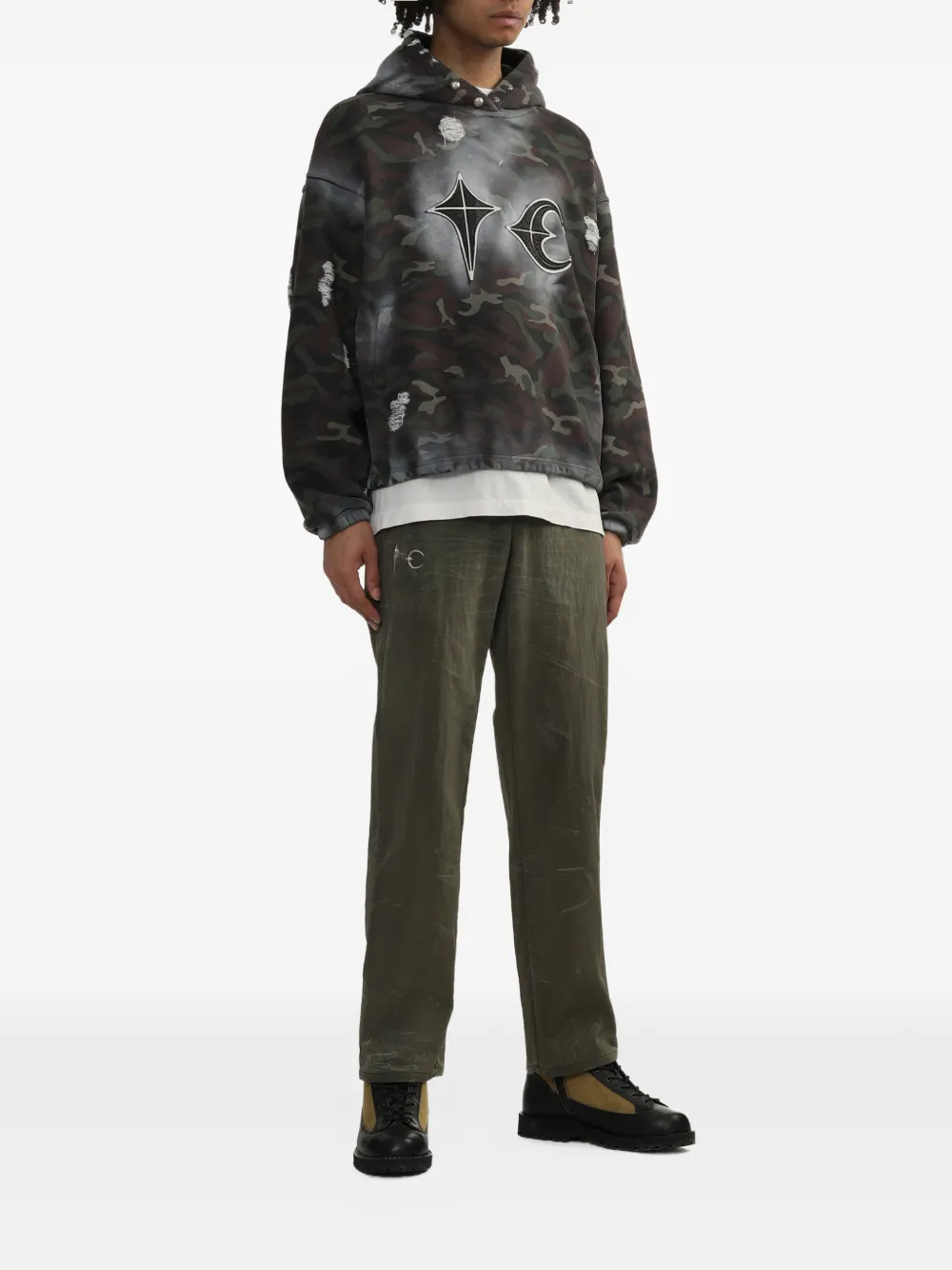  Thug Club Buckle-details Trousers - Green 