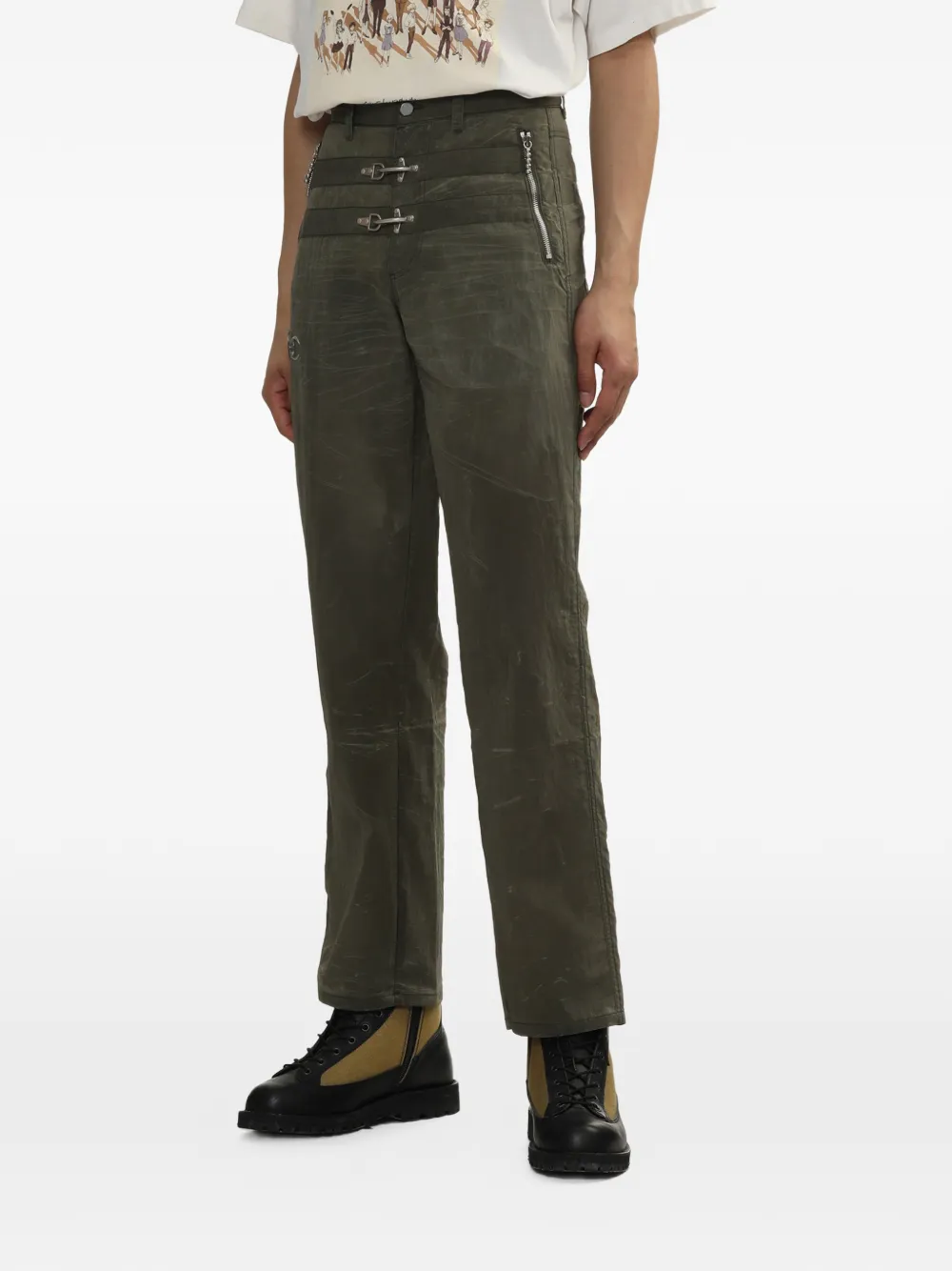  Thug Club Buckle-details Trousers - Green 
