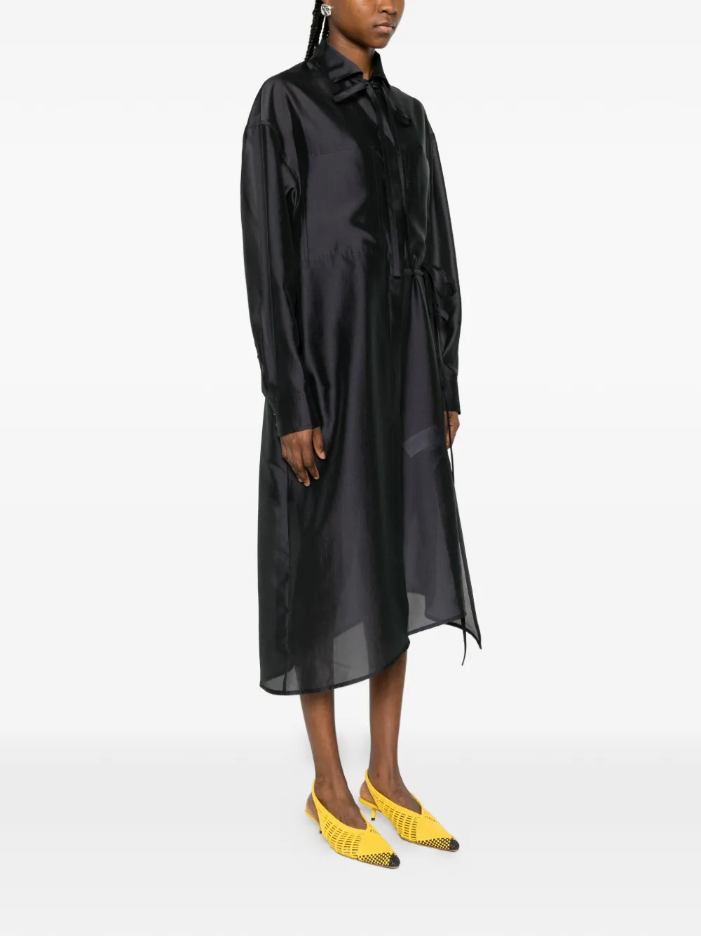 Tie-Detail Midi Shirt Dress