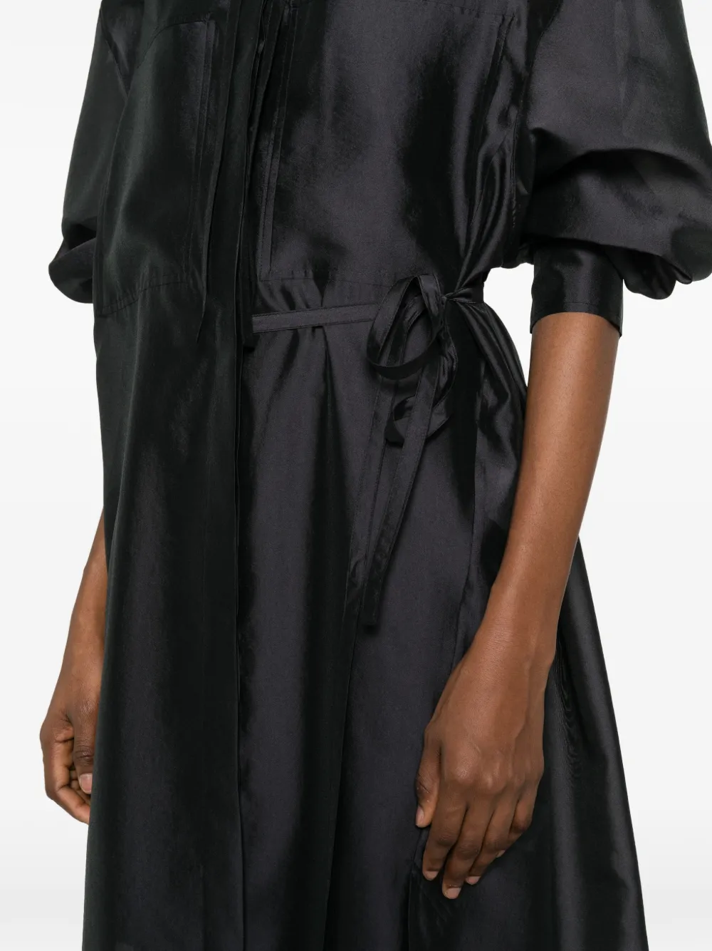 Tie-Detail Midi Shirt Dress
