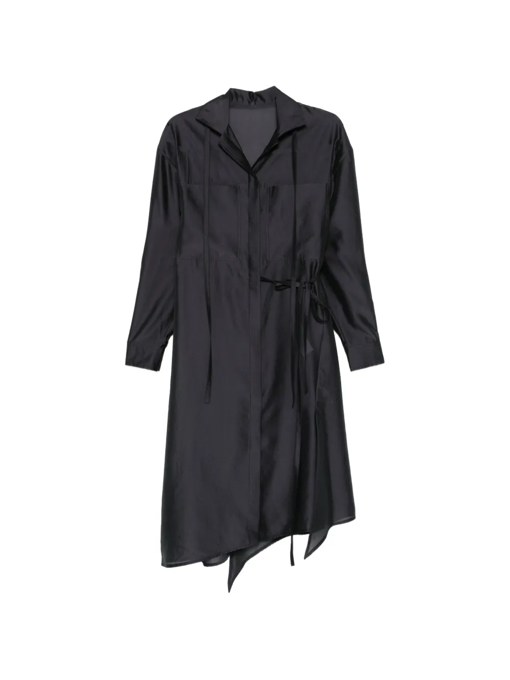 System tie-detail midi shirt dress - Verde