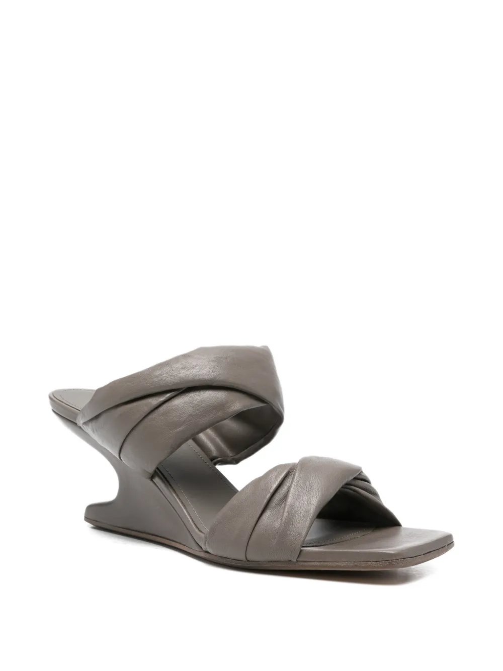 Rick Owens Gedraaide lamsleren sandalen Grijs