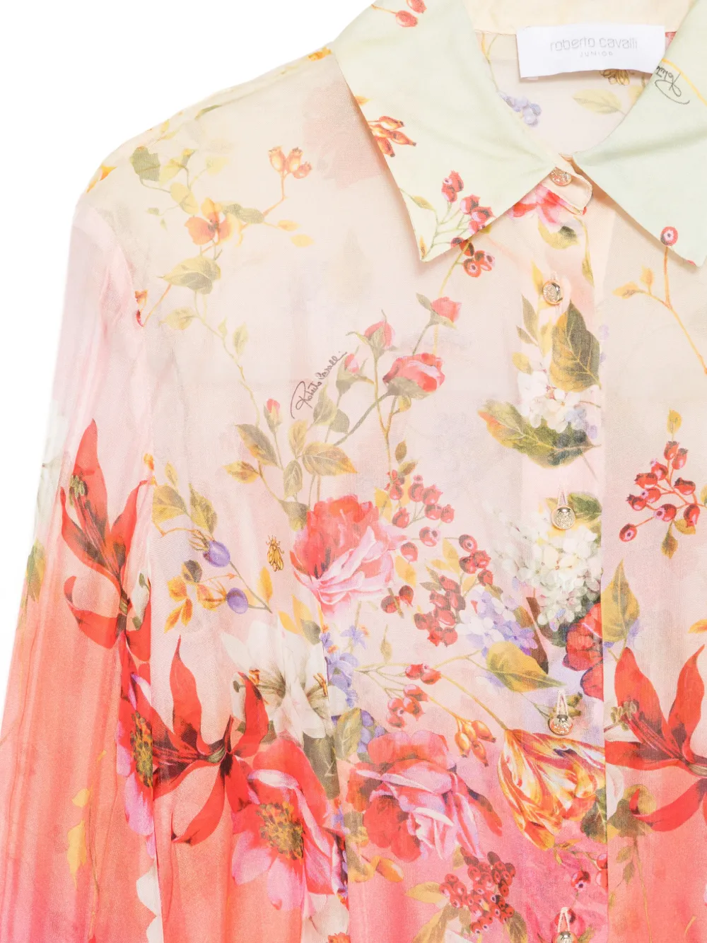 Roberto Cavalli Junior Shirt met bloemenprint Roze