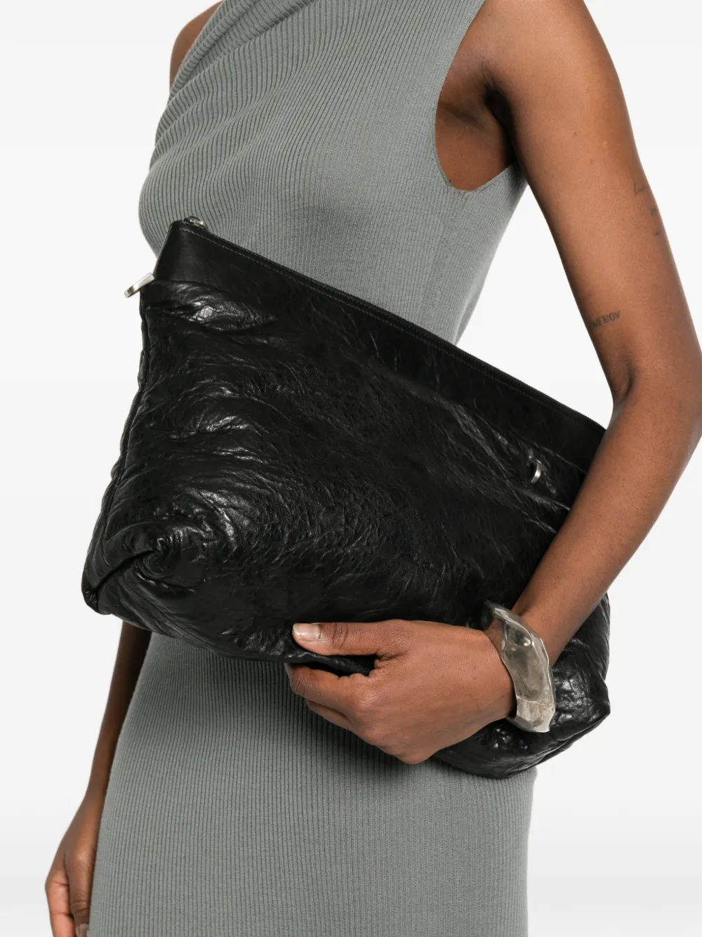 Rick Owens Big Adri shopper van lamsleer met rits Zwart