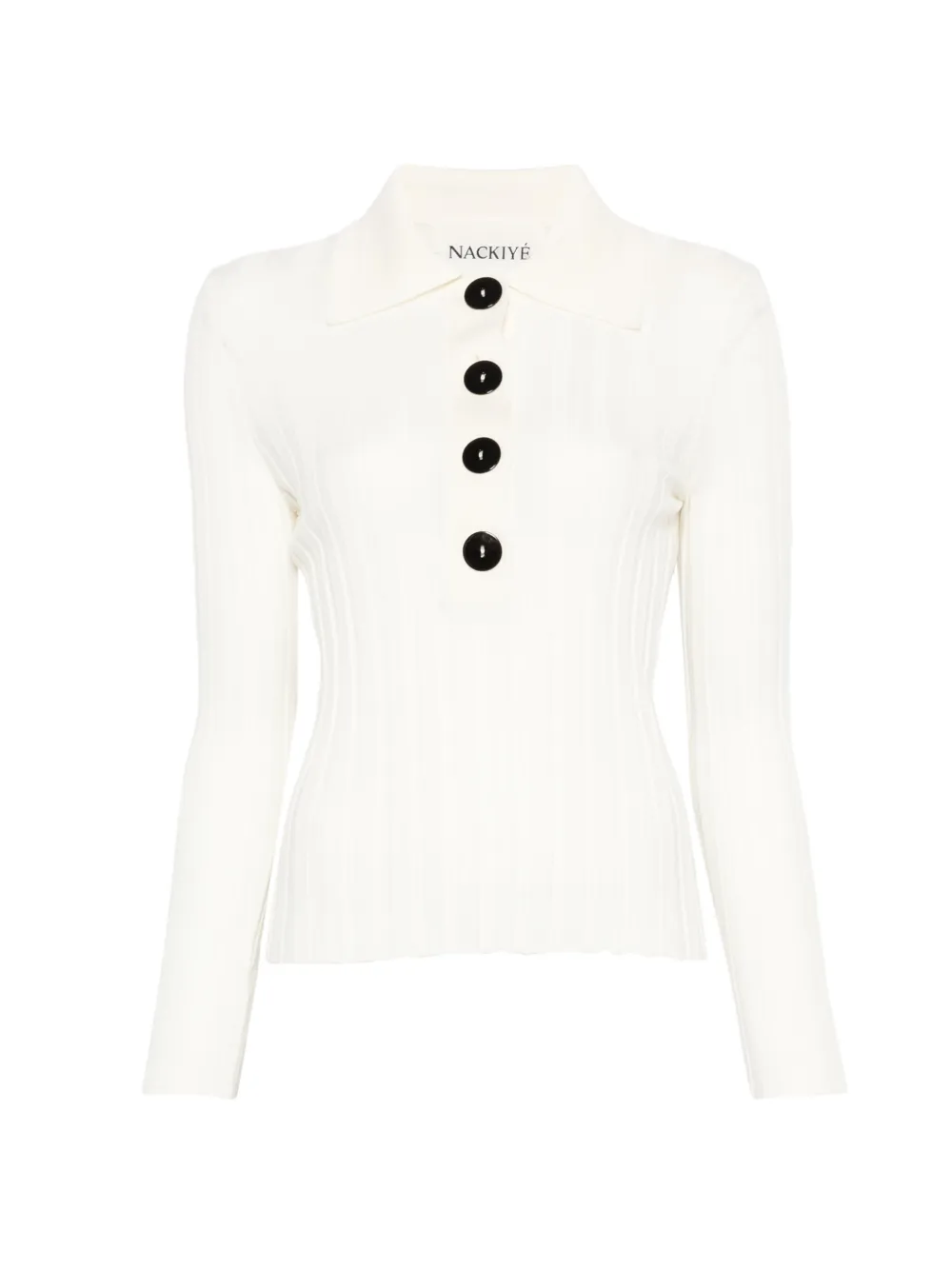 Nackiyé button rib top - Bianco