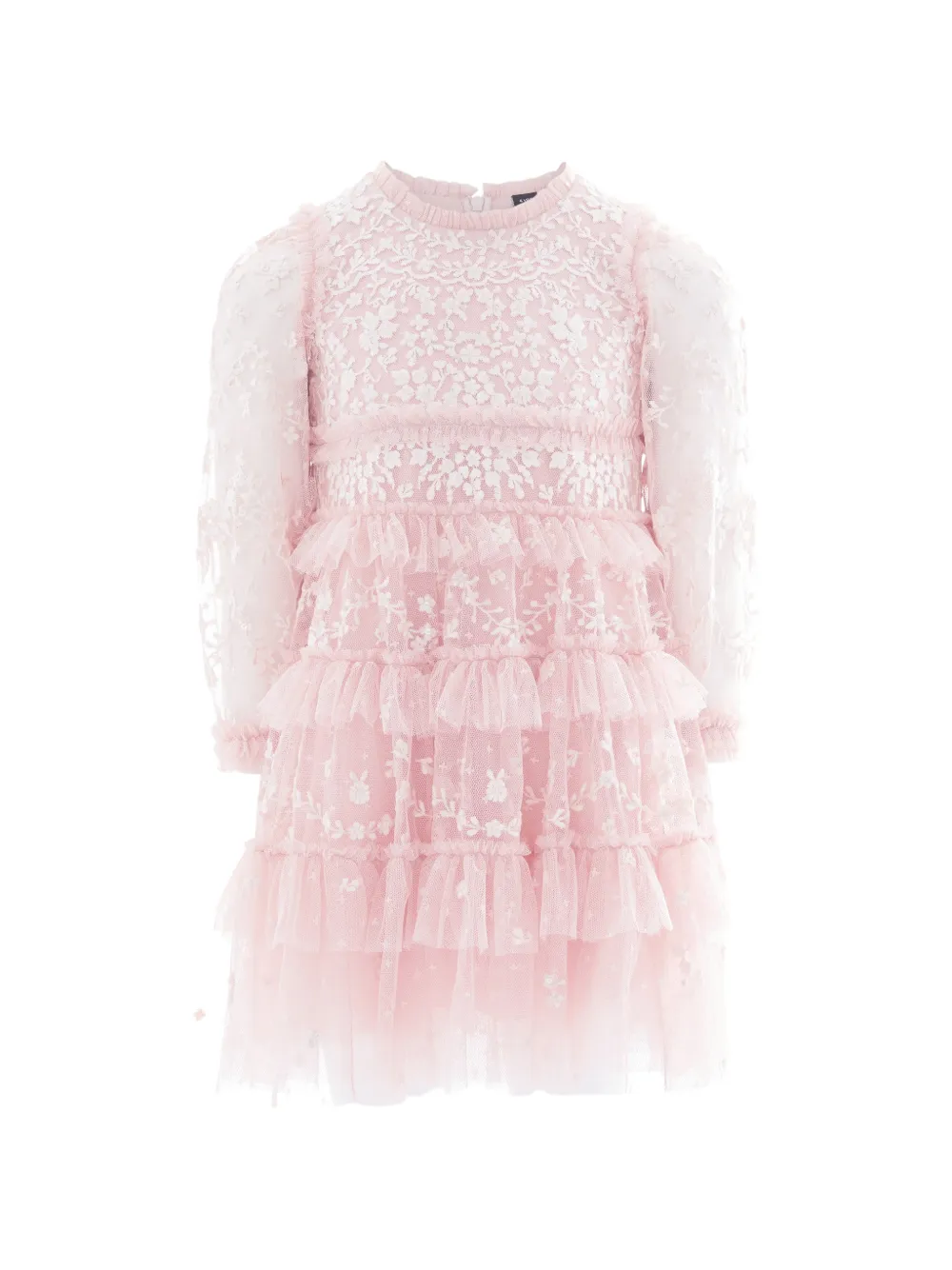 NEEDLE & THREAD KIDS floral-embroidery ruffled dress - Rosa