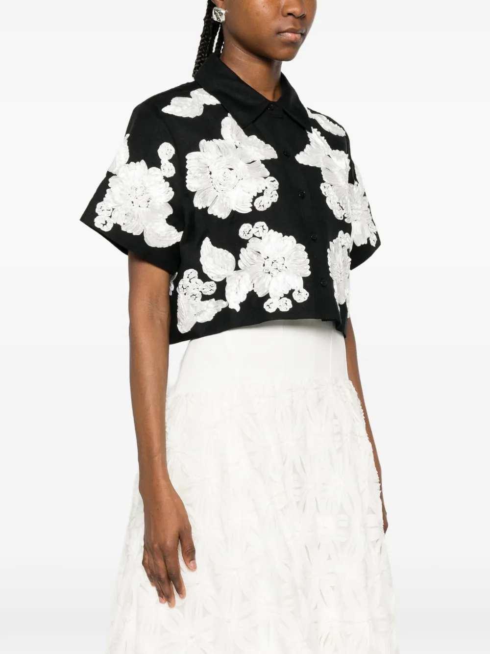  Simkhai Floral-appliqué Shirt - Black 
